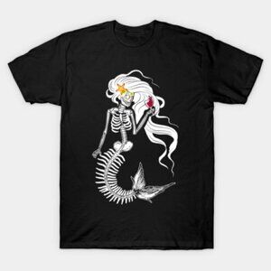 Mermaid Skeleton Sugar Cute Halloween Holiday Retro T-Shirt